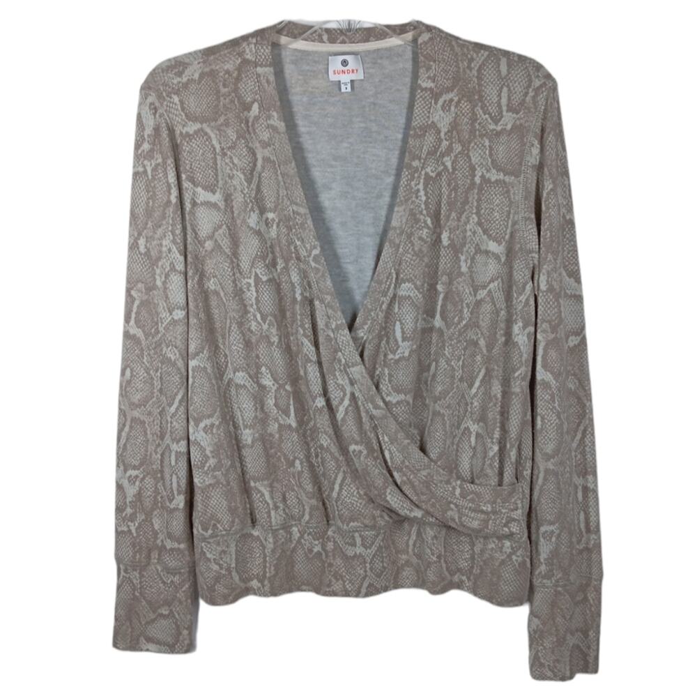 Sundry Snake Print Wrap Sweater size Large (3)